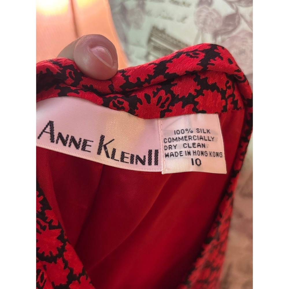 Vintage Anne Klein II 100% Silk Red one button Jacket Sz 10 Holiday party - Picture 9 of 9